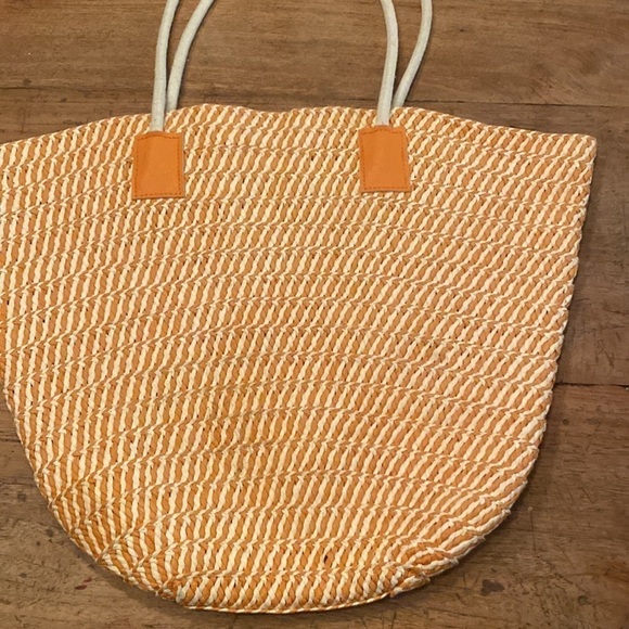 Pumpkin Orange & White Tote – Farmers Market & Fall Bag - Picture 1 of 3